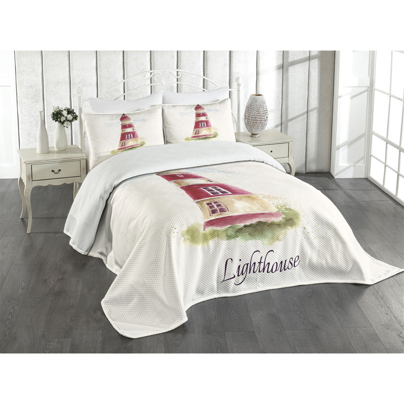 Ambesonne Lighthouse Bedspread, King Bedspread + 2 Standard Shams