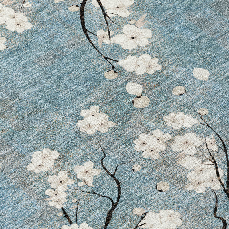 Machine Washable Indoor/Outdoor Boruta ACN2248 Floral Rug, Round 8'