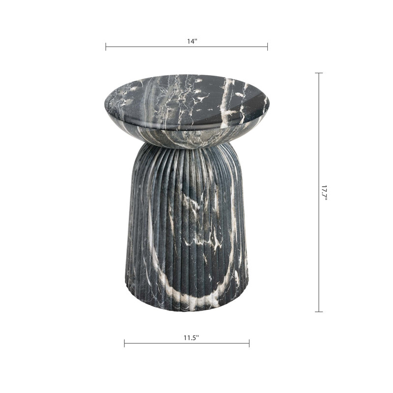 Foundry Select Tithi Stylish Decorative End Table for Elegant Home Interiors, Gray Faux Marble