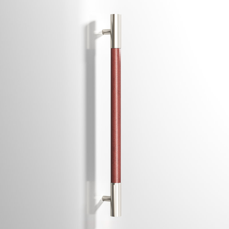 Poignée d'armoire de 48 po d'un centre à centre Series avec insert en cuir Royal, 30", Nickel satiné