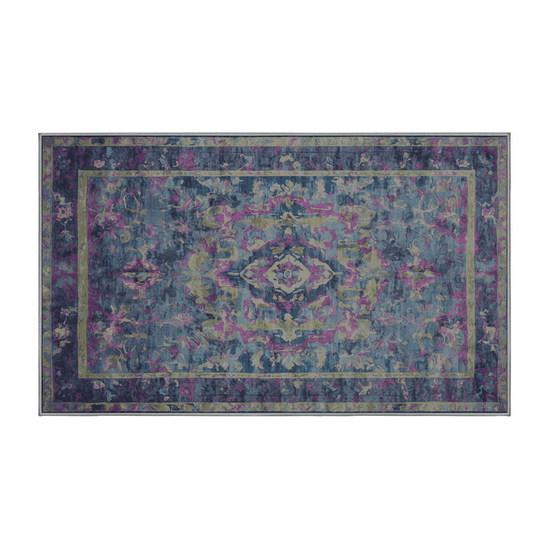 Machine Washable Gray Area Rug, Rectangle 6' x 9'
