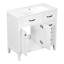 Meuble-lavabo blanc de 36 po avec lavabo Radnor, structure en bois massif, panneaux, tiroirs et armoire, finition peinte, conception autoportante, pour les serviettes-121074154