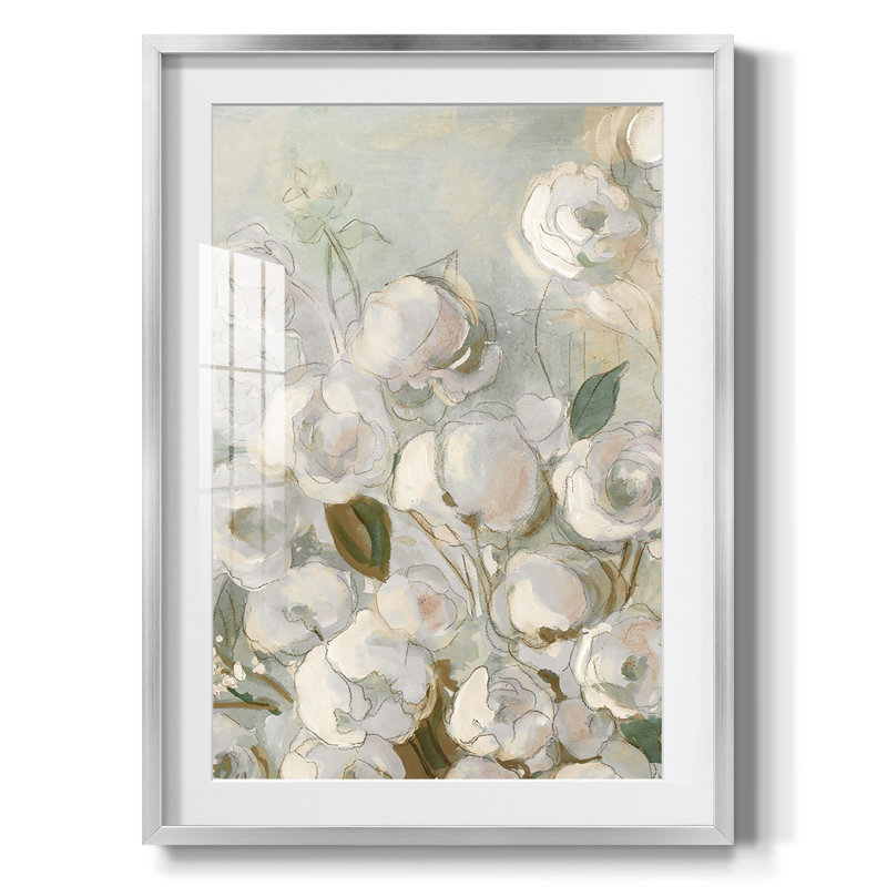 Impasto II, reproduction encadrée, Blanc, Papier avec cadre argenté