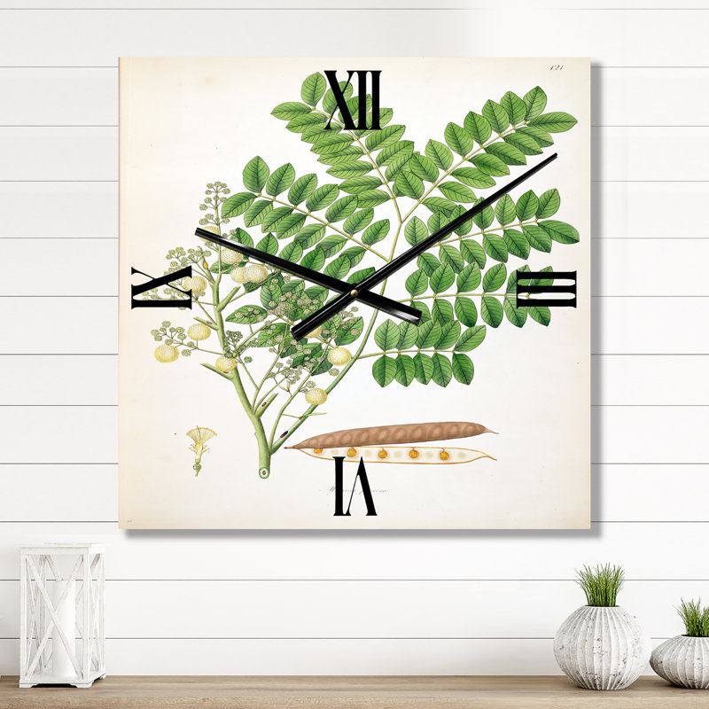 Horloge murale rétro Vintage Botanicals VII, Grand