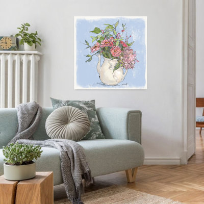 Contemporary Bouquet In Pitcher With Blue Bouquet Art
