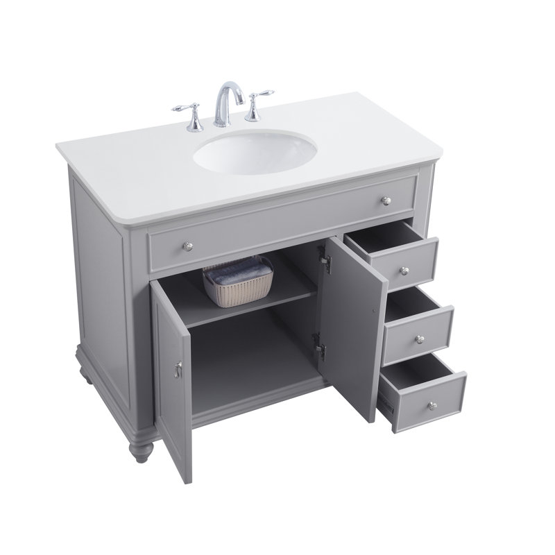 Ensemble de meuble-lavabo simple 42 po Otto, gris, Blanc ivoire