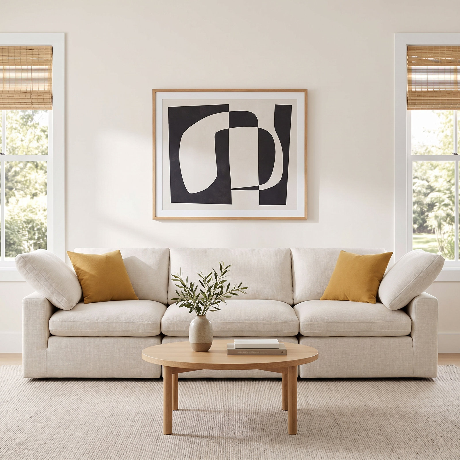 Asher 118" Linen Modular Sectional, Ivory