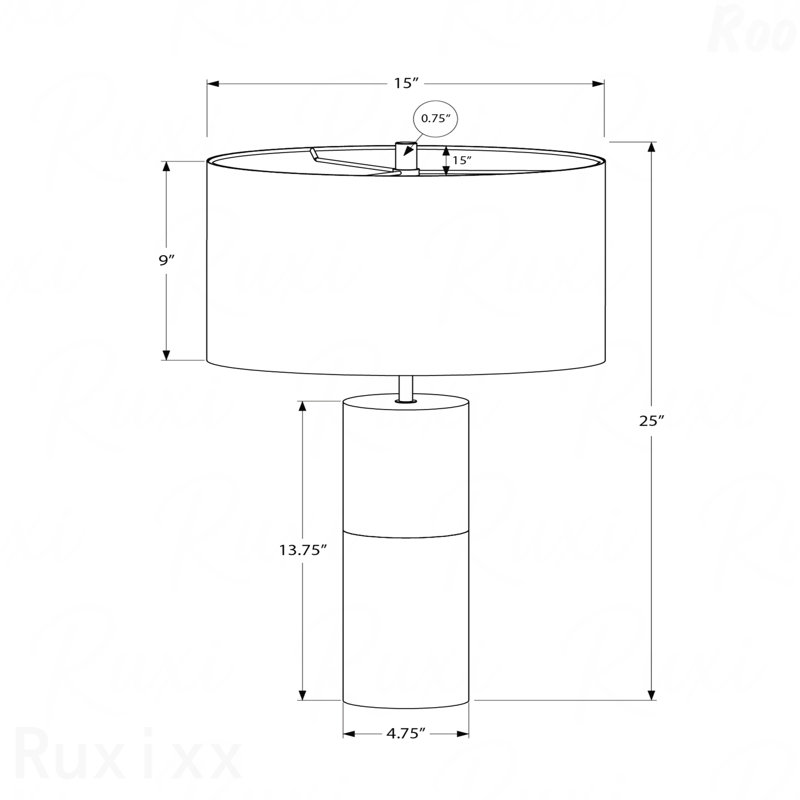 Table Lamp - 25"H, Black Concrete Material