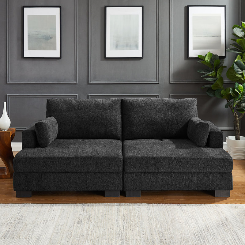 Canapé rembourré 82,67 po Freytes, 100 % polyester gris