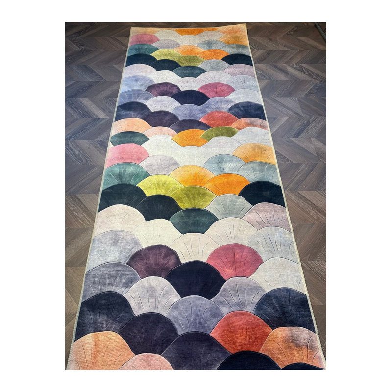 Tapis décoratif lavable à la machine multicolore Paris, Sous-tapis rectangulaire 3 pi 11 po x 5 pi 11 po i