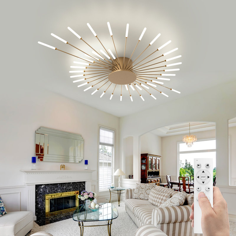Acrylic LED Semi Flush Mount,  Gold
