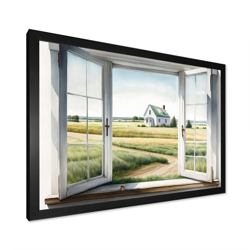 «Window to Landscape Views II», reproduction sur toile, H 24 po x l 32 po x P 1 po, Cadre simple noir