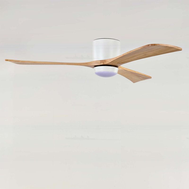 52 In. Integrated LED Indoor White Oak Downrod Mount Ceiling Fan With Remote Control