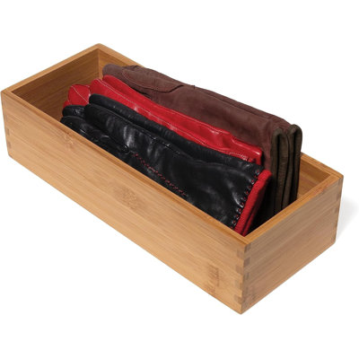 Boîte de rangement pour ustensiles en bois de bambou pour ustensiles de cuisine, maquillage ou fournitures de bureau, 5 po x 12 po x 3 po