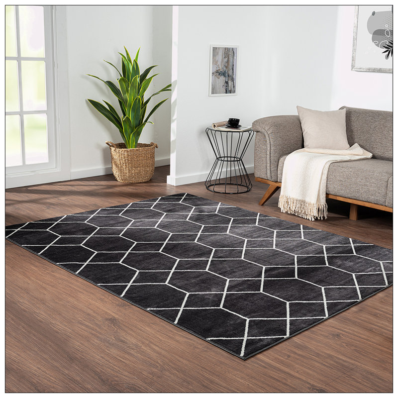 Tapis tissé à motif géométrique Trellis, Rectangulaire 8 pi x 10 pi