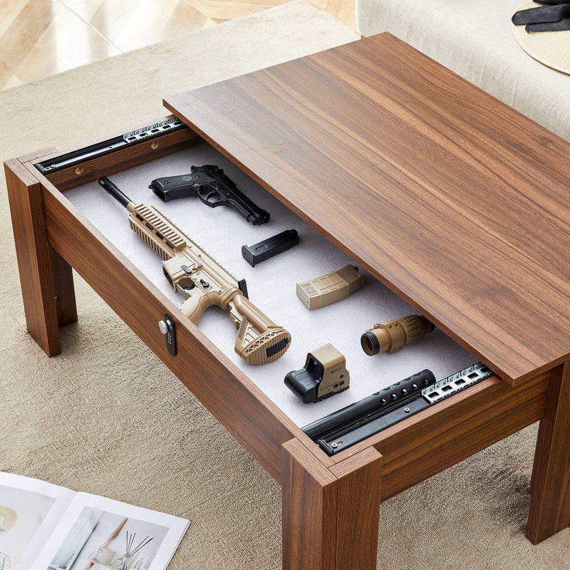 Multi-Functional MDF Coffee Table With Password Lock, Suitable For Storing Firearms And Wine