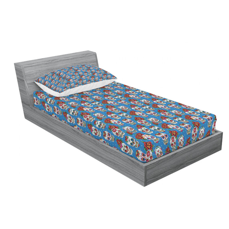 Microfiber Floral Sheet Set, Twin XL Sheet Set with Fitted Sheet