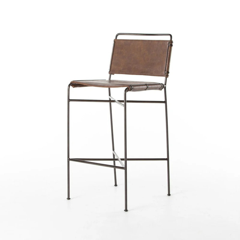 Tabouret de comptoir en cuir Branny