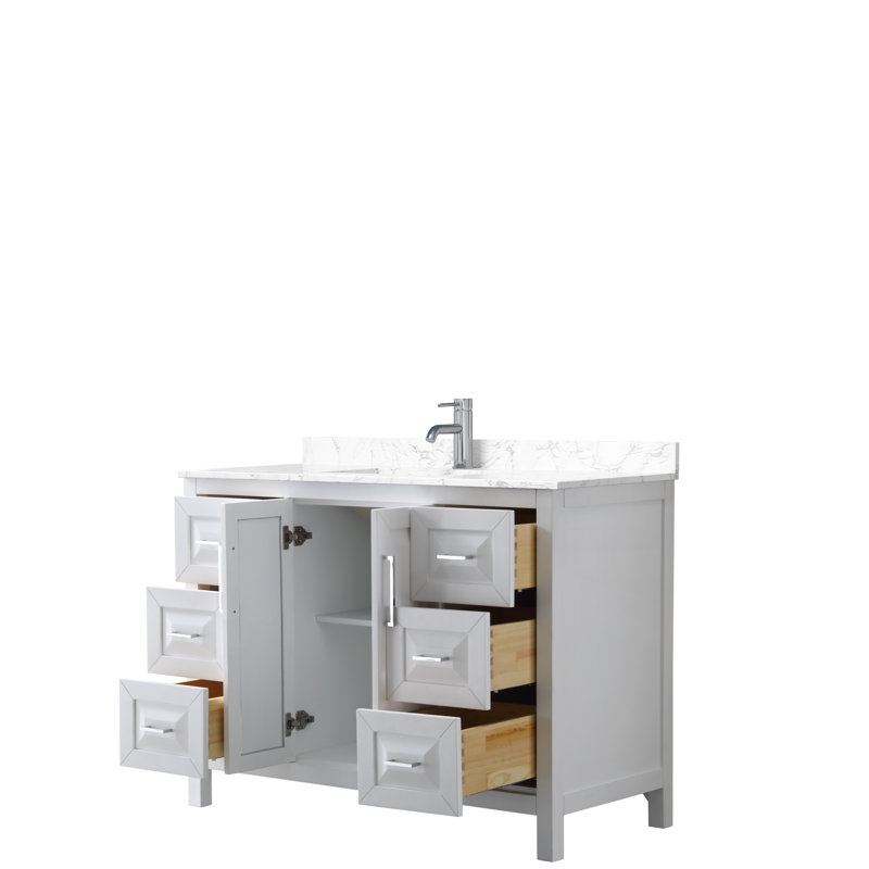 Daria 48'' W Single Vanity, White, Polished Chrome, White Cultured Marble