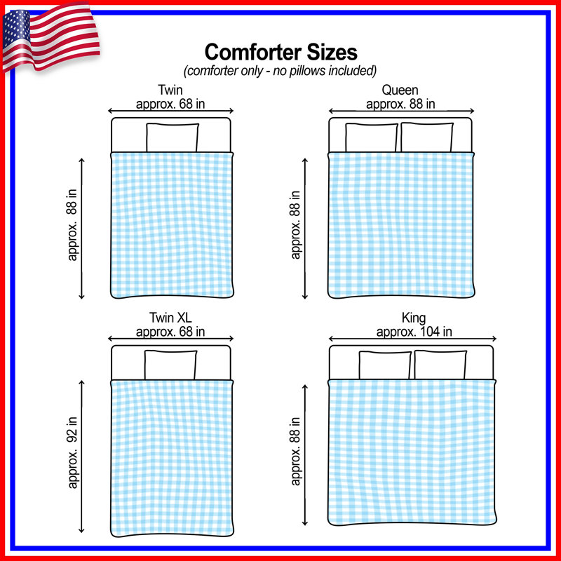 Blue White Gingham Comforter, King