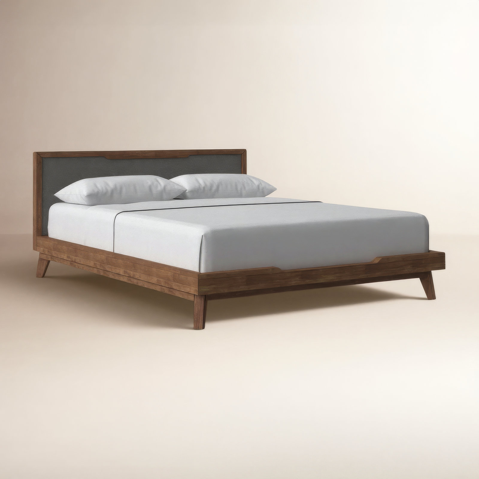 Glow Linen Upholstered Bed, King, Walnut