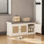 Banc de rangement pour chaussures avec portes en rotin tissé, banc de chaussures avec coussin-1890550183