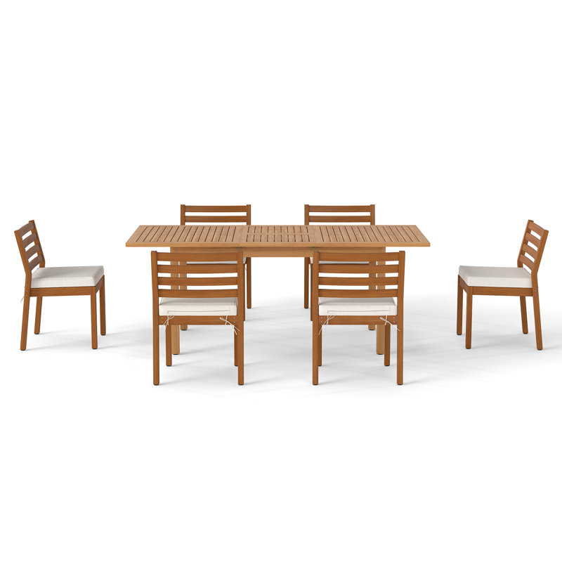 Ensemble repas d'extérieur 7 pièces avec table extensible en acacia