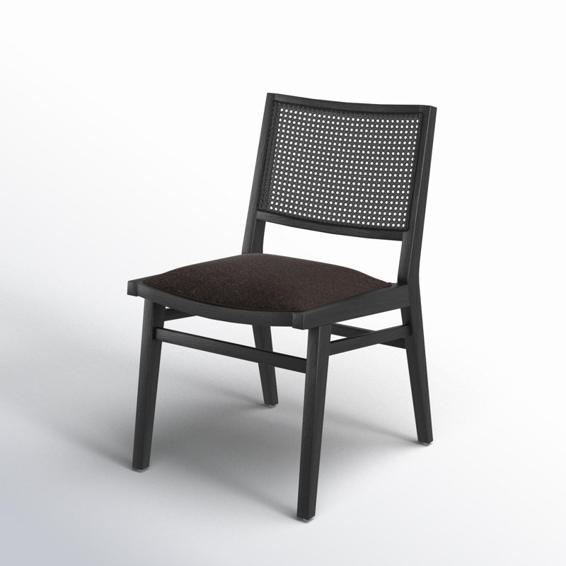 Sage Upholstered Dining Chair, Brushed Ebony Beech, Black Linen Blend