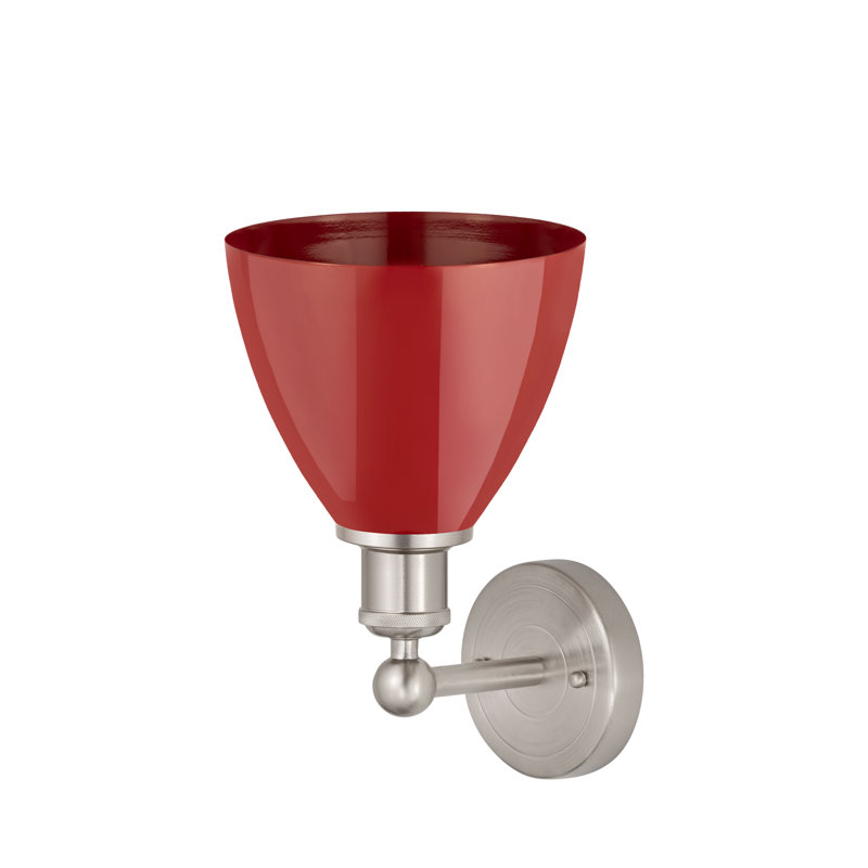 Applique à bras en métal, Rouge, Nickel satiné brossé