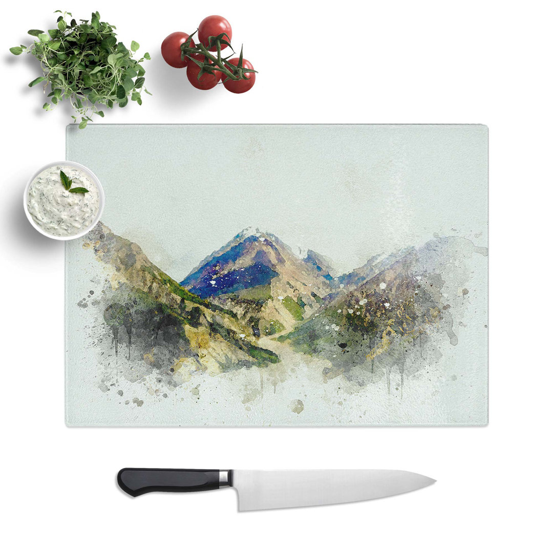 Tempered Glass Path Through the Mountains Chopping Board