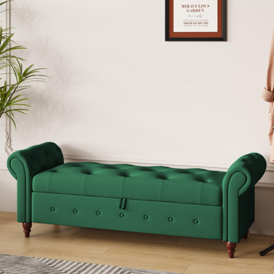 Banc de rangement rembourré Daira, banc de lit 63 po