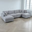 Canapé d'angle moderne Larralde en forme de U, avec 2 poufs amovibles, revêtement en chenille, pour salon-1447287958