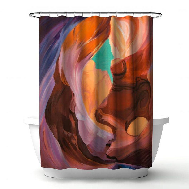 Shower Curtain LA128 – Polyester Shower Curtain, Dye Sublimation Print, 71" W × 74" L
