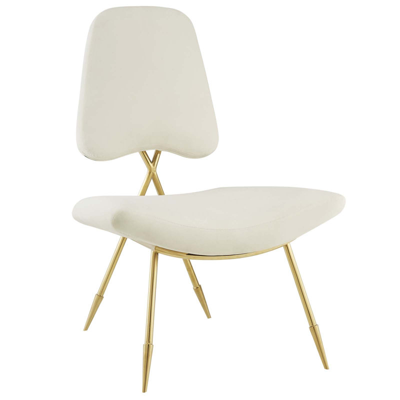 Ponder Performance Velvet Lounge Chair, Ivory