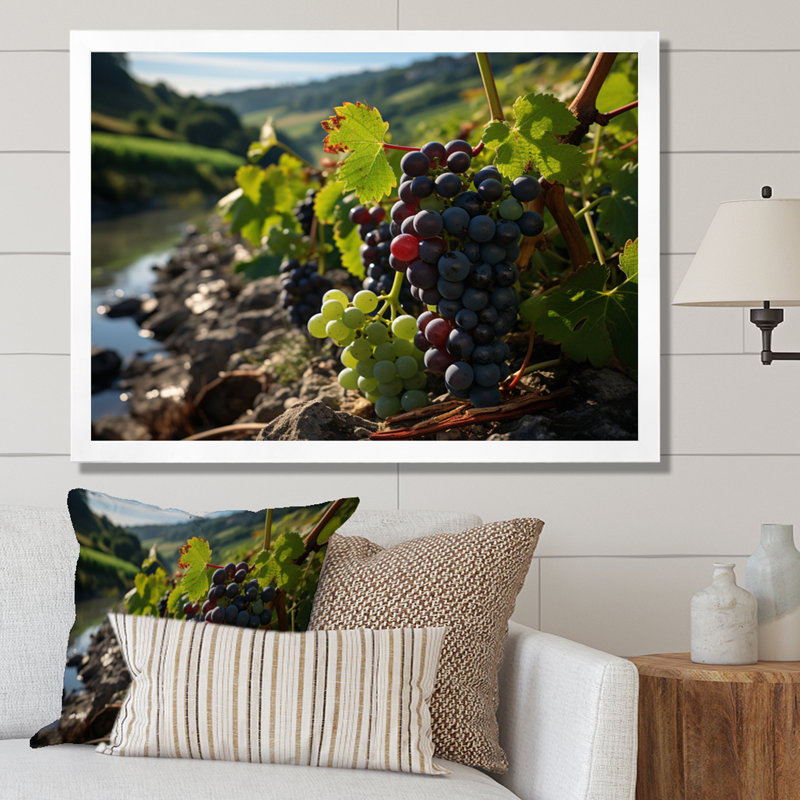 " Scenic Vineyard Reflections ", 24" H x 32" W x 1" D, White Single Picture Framed