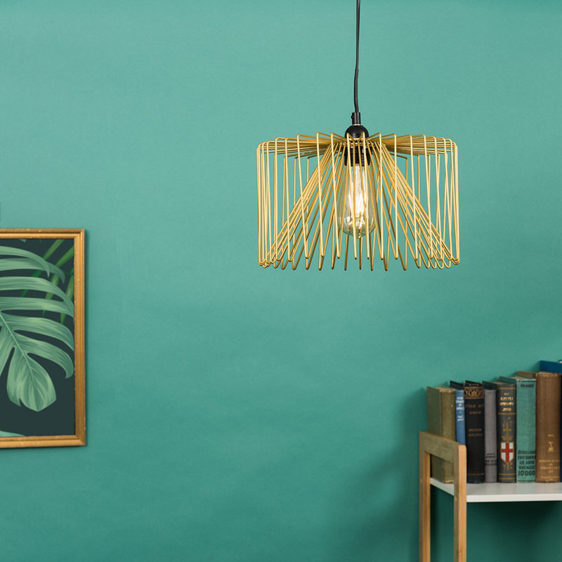 18cm H Metal Drum Pendant Shade ( Spider ) in Gold