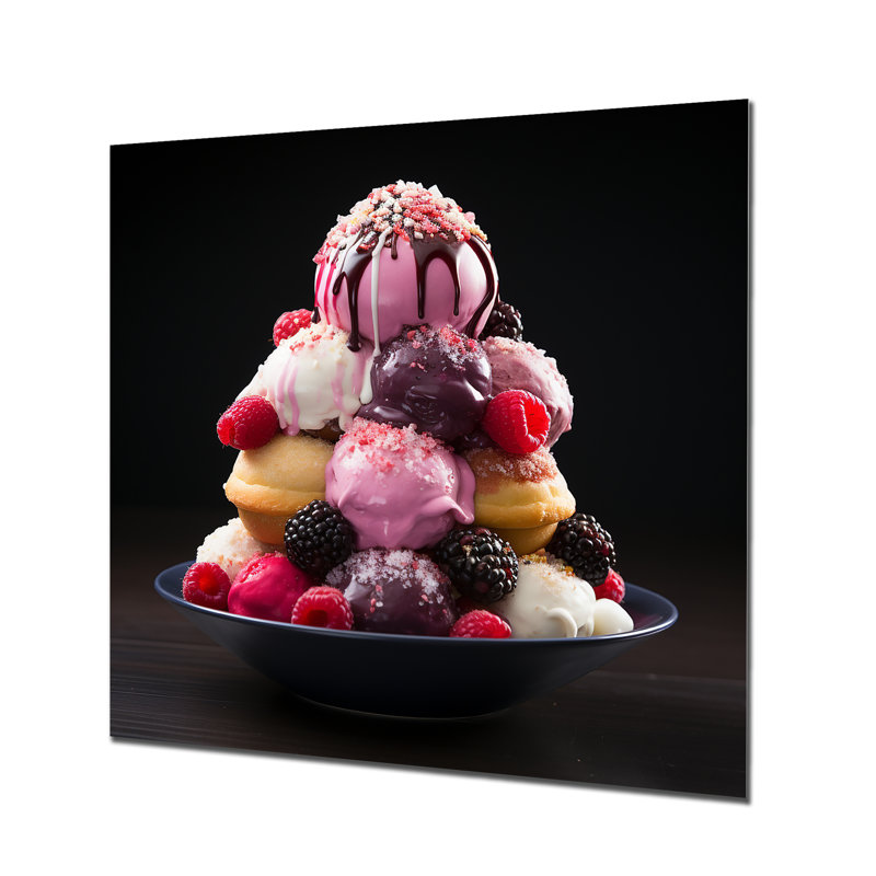 Sundae Dessertschaos - Art mural en métal rose, H 16 po x l 16 po x P 1 po