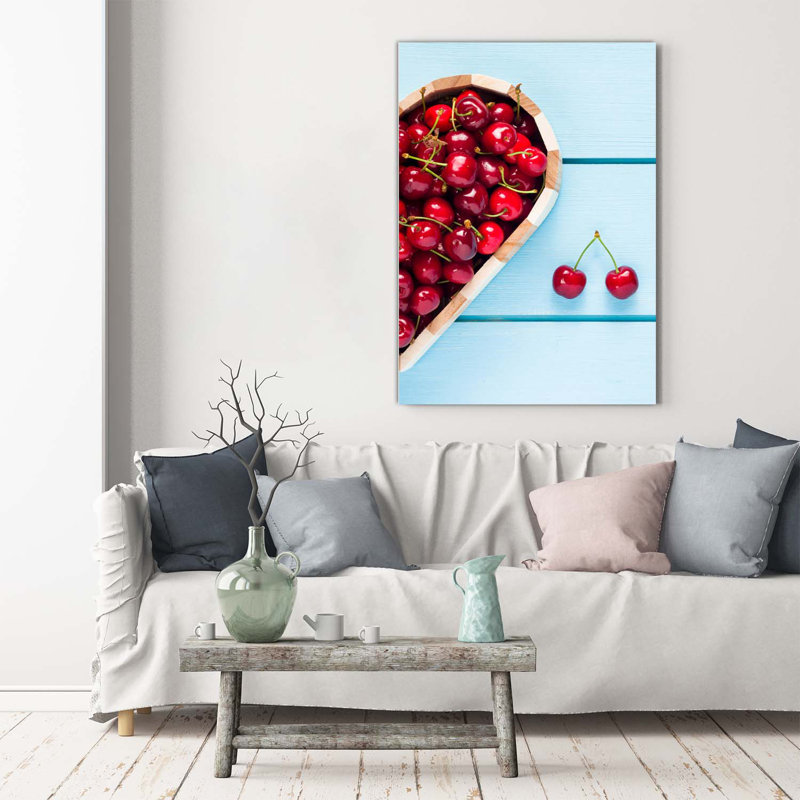 Cherries On Wood - Wrapped Canvas Print