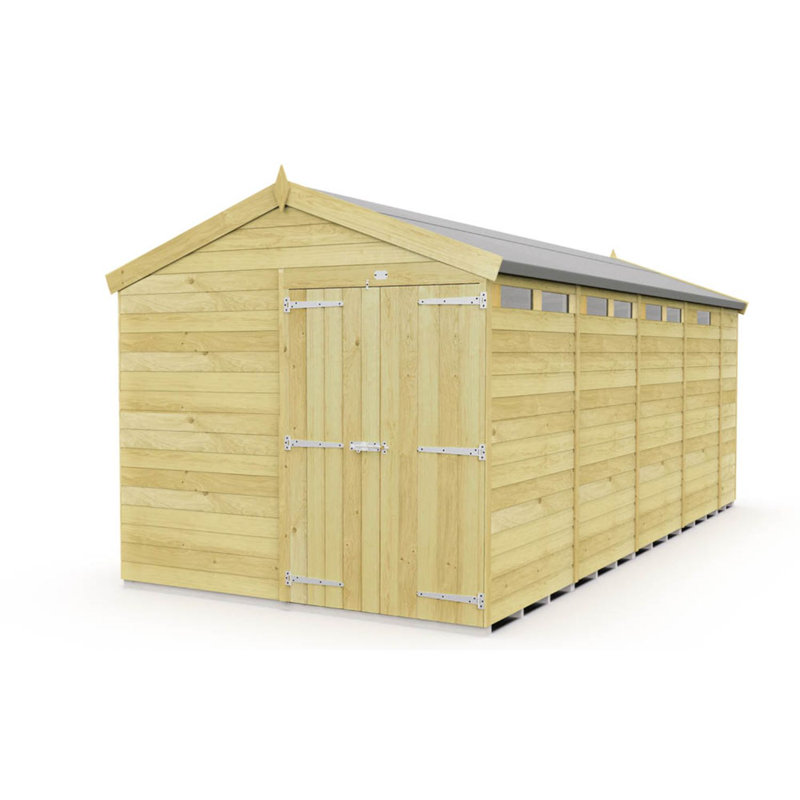 8ft x 17ft Apex Security Shed - Double Door