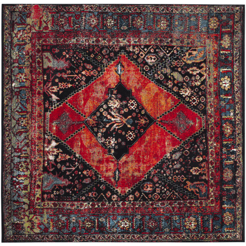 Tapis performance oriental rétro Imarion, Carré 6 pi 7 po