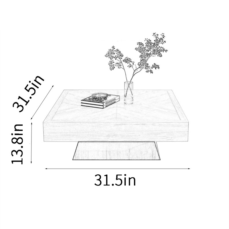Table de bout carrée American Vintage, H 13,8 po x L 31,5 po x l 31,5 po