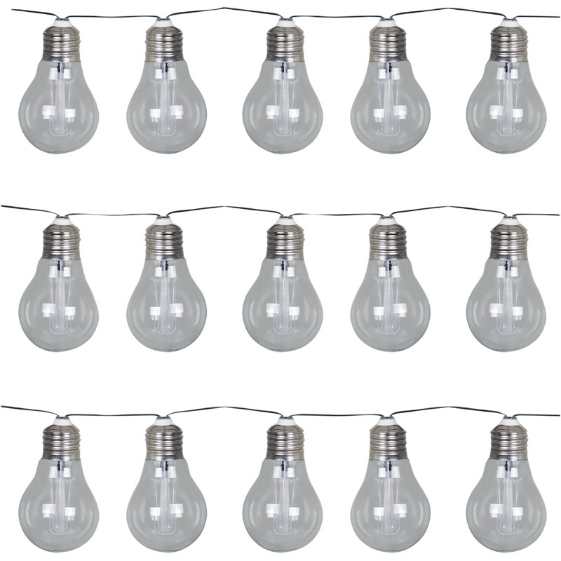 380cm LED Solar Powered 15 - Bulb Standard String Light