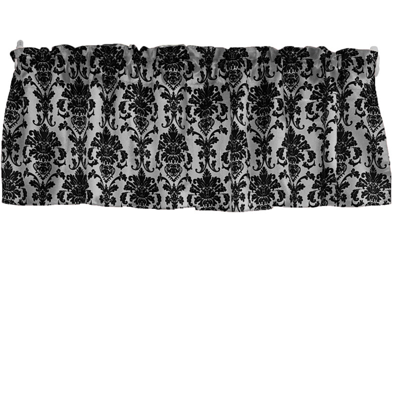 Cantonnière florale en damas 58 po, L 58 po x L 14 po, Argent argent
