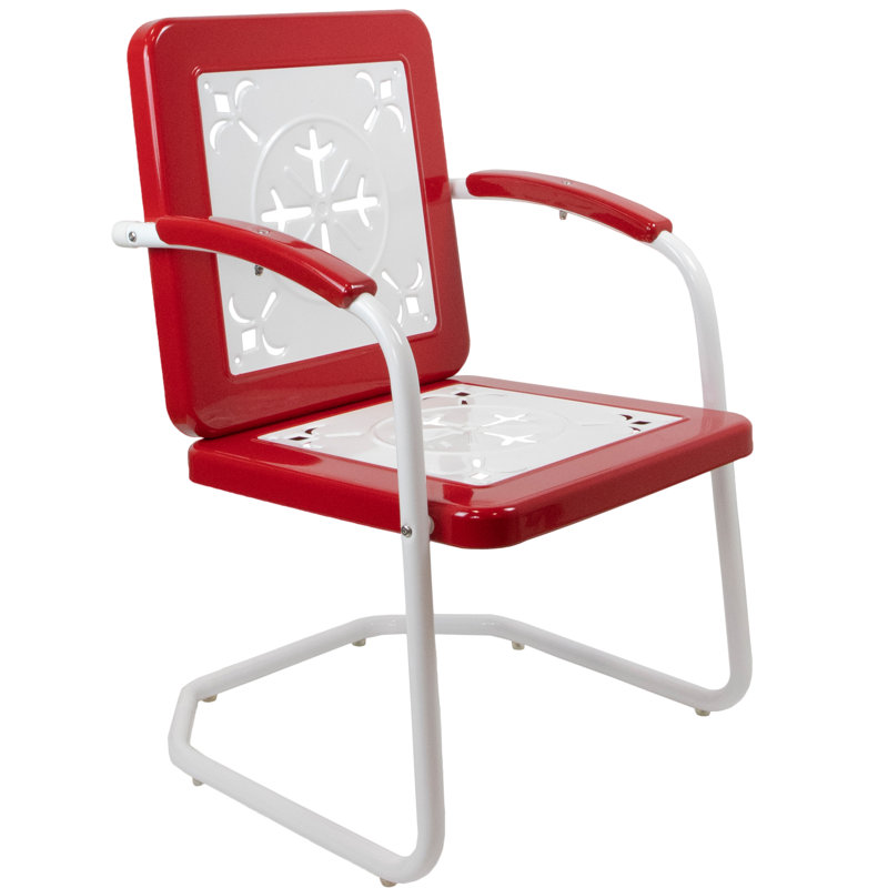 Fauteuil carré d'extérieur 35 po Tulip, Rouge / Blanc