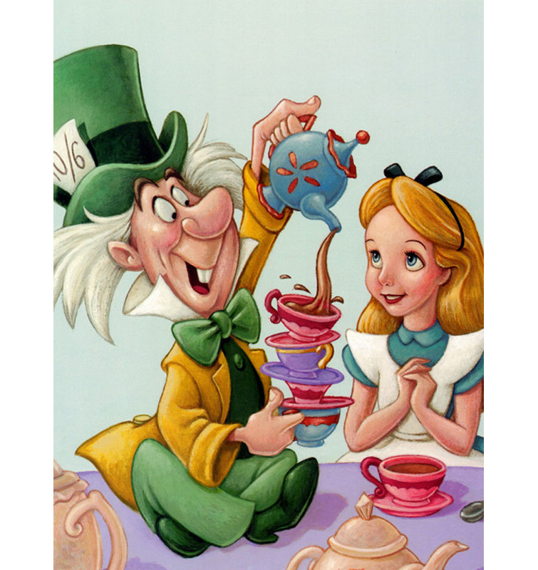 Alice et le chapelier fou - Célébration au pays des merveilles, H 18 po x l 14 po