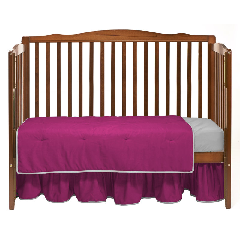 Ensemble de literie pour lit de bébé 3 pièces Ayleigh, Rose vif / gris