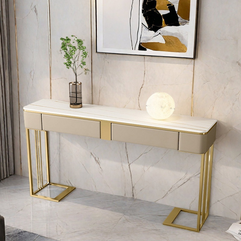 Console Nordic Luxury, Platine, H 33,5 po x l 63 po x P 13,8 po, Doré