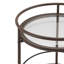 Chariot-bar rond brun moderne avec tablettes en verre trempé et roulettes verrouillables dorées-132973003