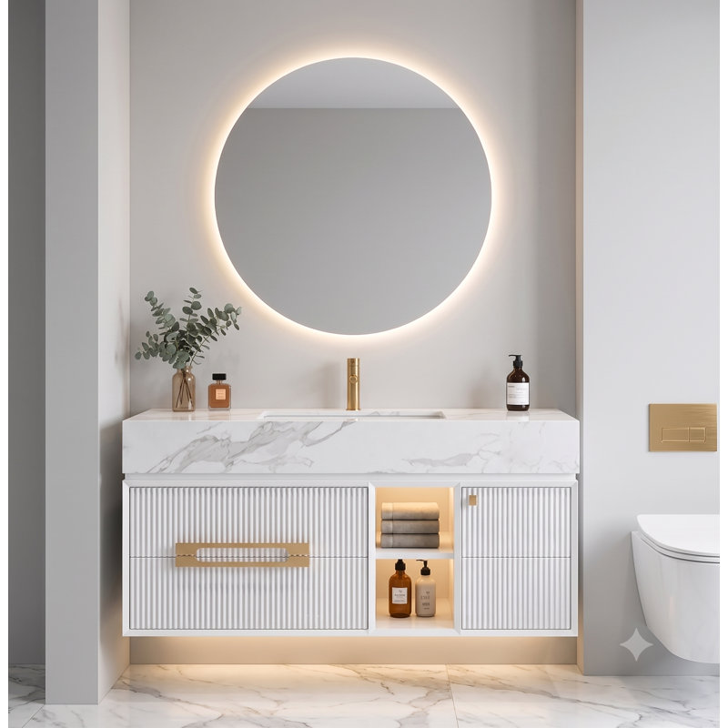 Meuble-lavabo mural blanc mat 30 po Sienna