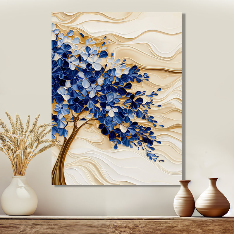 Arbre bleu jacaranda bleu en hiver - paysages, décoration murale en métal, H 44 po x l 34 po x P 0,84 po